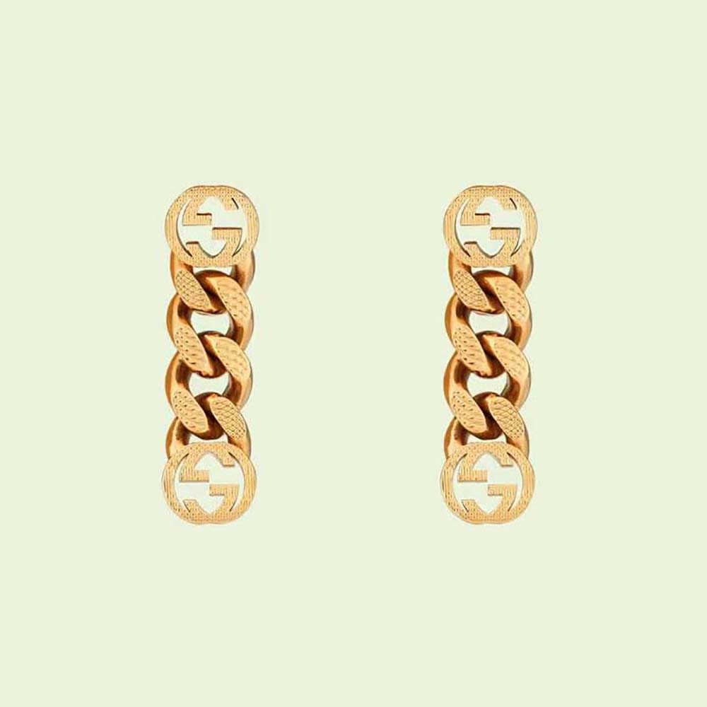 Gucci Women Earrings with Interlocking G in Yellow Gold-Toned Metal (1)