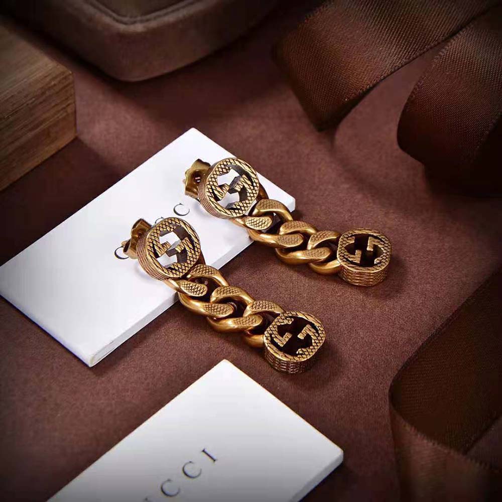 Gucci Women Earrings with Interlocking G in Yellow Gold-Toned Metal (2)