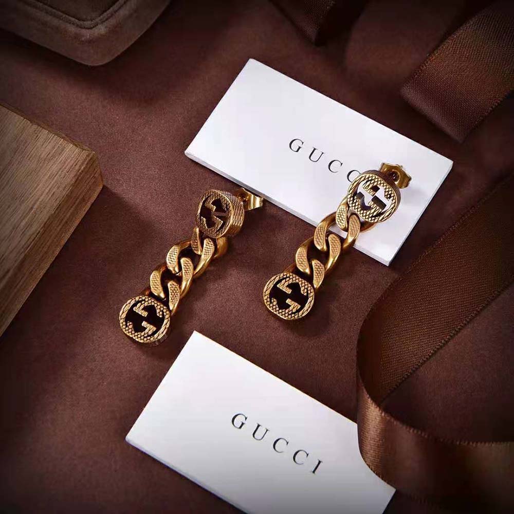 Gucci Women Earrings with Interlocking G in Yellow Gold-Toned Metal (3)