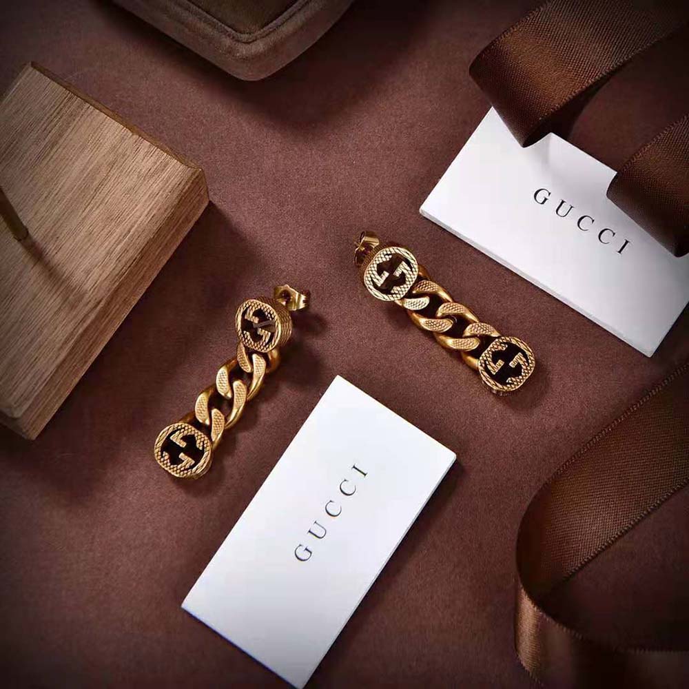 Gucci Women Earrings with Interlocking G in Yellow Gold-Toned Metal (4)