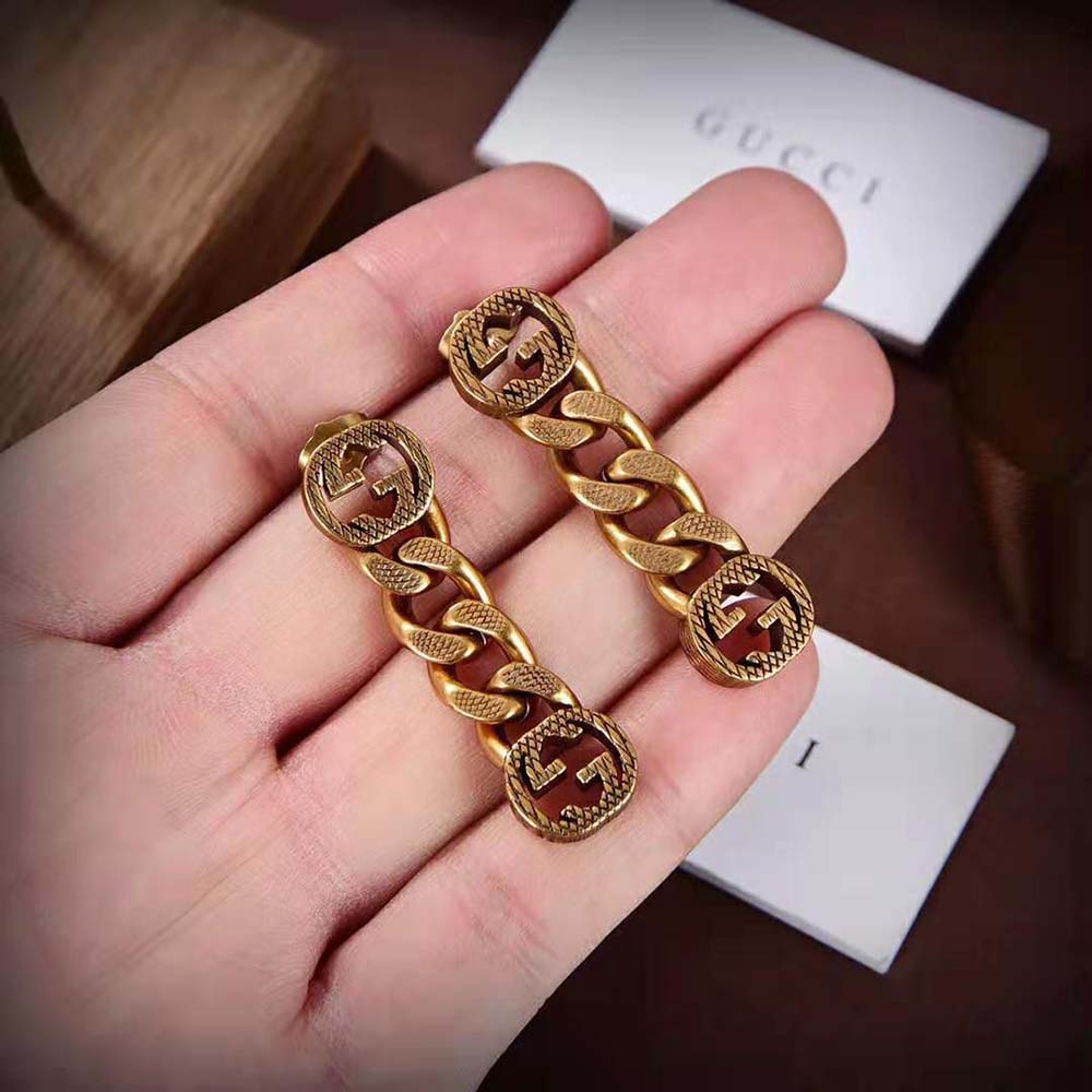 Gucci Women Earrings with Interlocking G in Yellow Gold-Toned Metal (5)