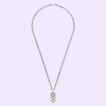 Gucci Women GG and Bee Engraved Pendant Necklace in Silver