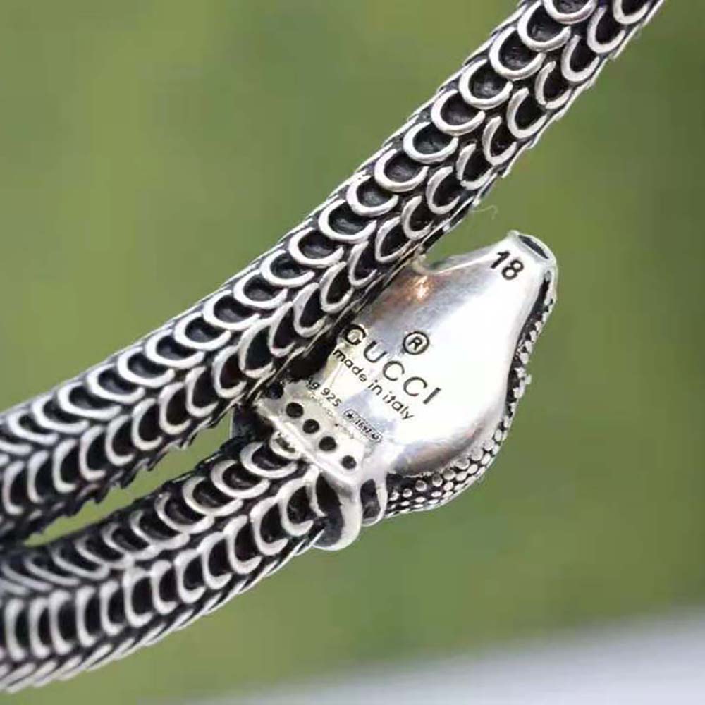 Gucci Women Garden Silver Snake Bracelet in 925 Sterling Silver (9)