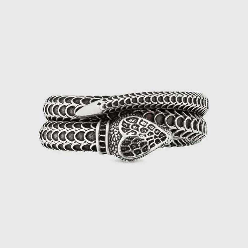 Gucci Women Garden Silver Snake Ring in Silver