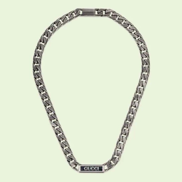 Gucci Women Gucci Logo Enamel Necklace in Silver (1)