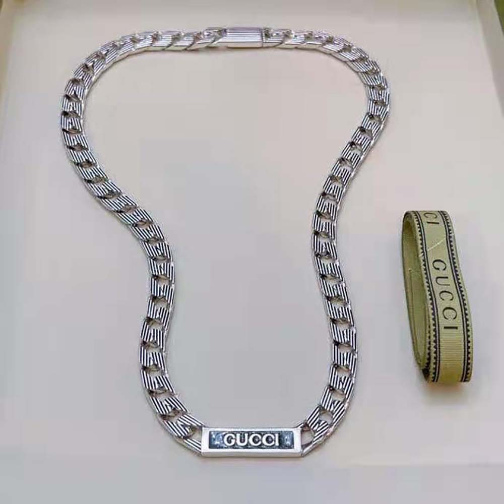 Gucci Women Gucci Logo Enamel Necklace in Silver (2)