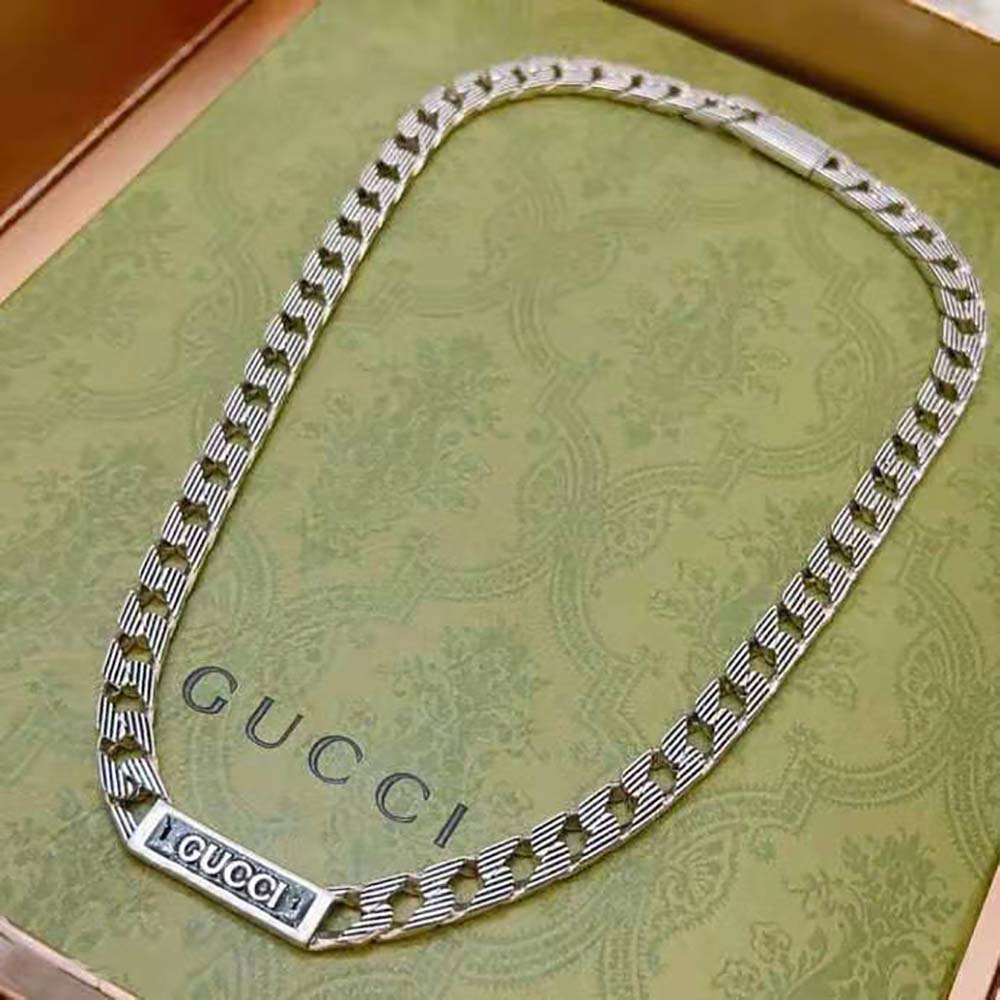 Gucci Women Gucci Logo Enamel Necklace in Silver (3)