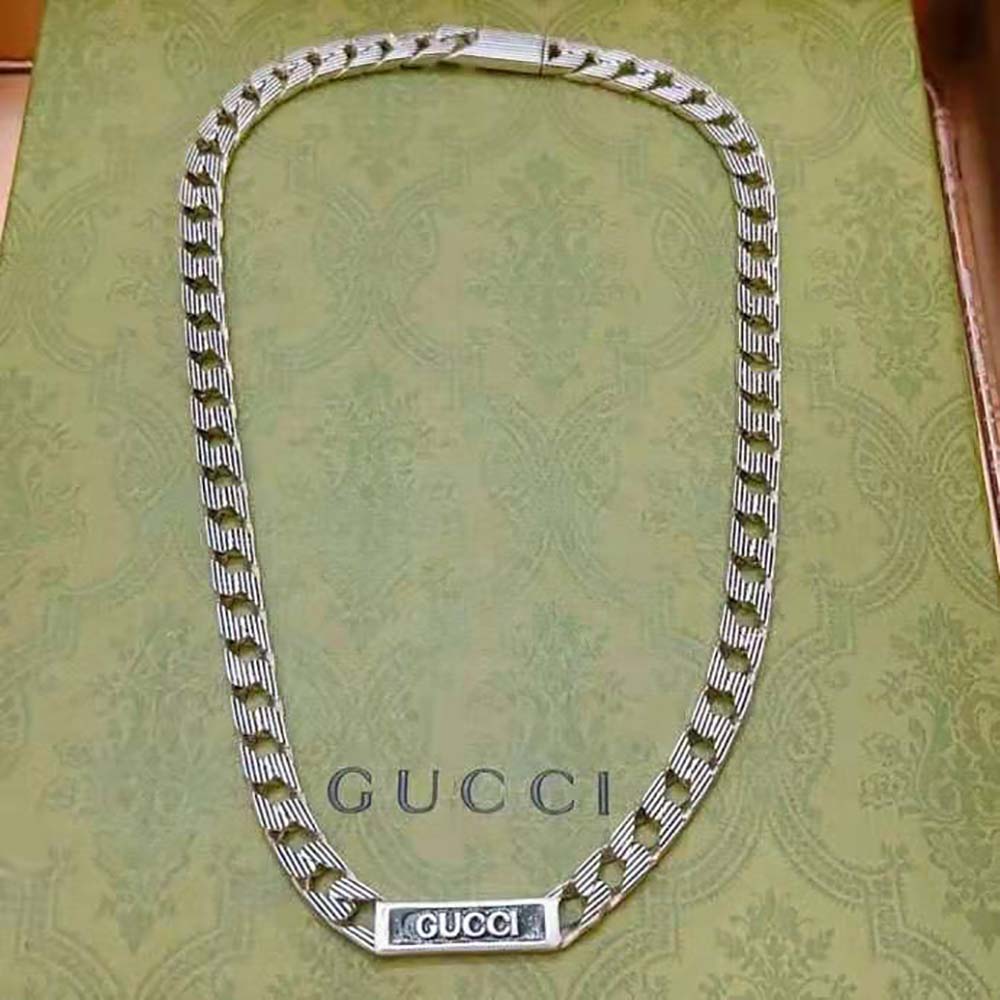 Gucci Women Gucci Logo Enamel Necklace in Silver (5)