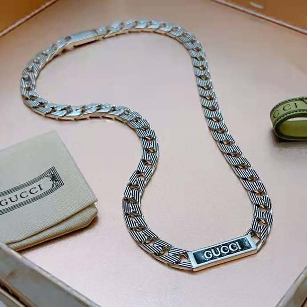 Gucci Women Gucci Logo Enamel Necklace in Silver (6)