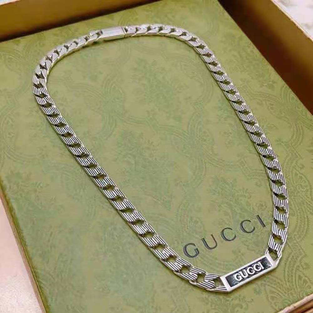 Gucci Women Gucci Logo Enamel Necklace in Silver (7)