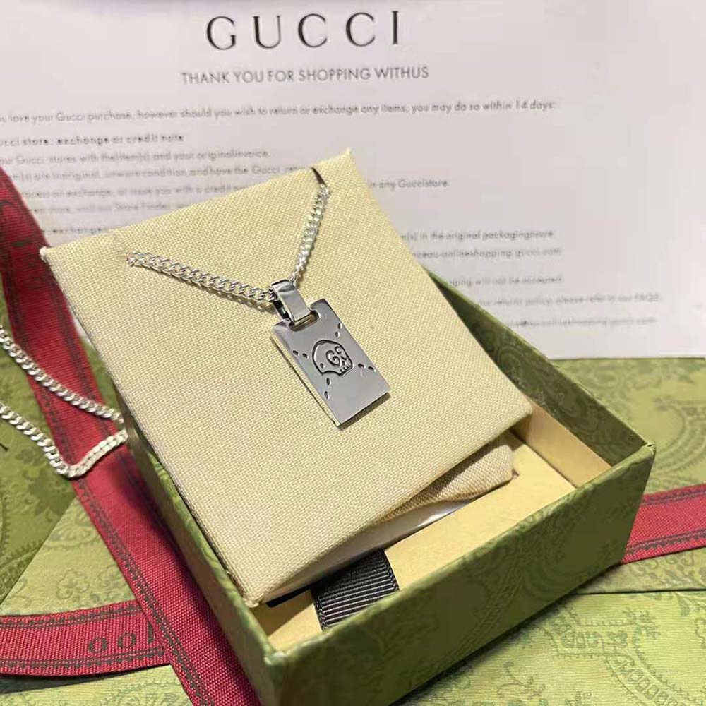Gucci Women Guccighost Pendant Necklace in Silver (2)