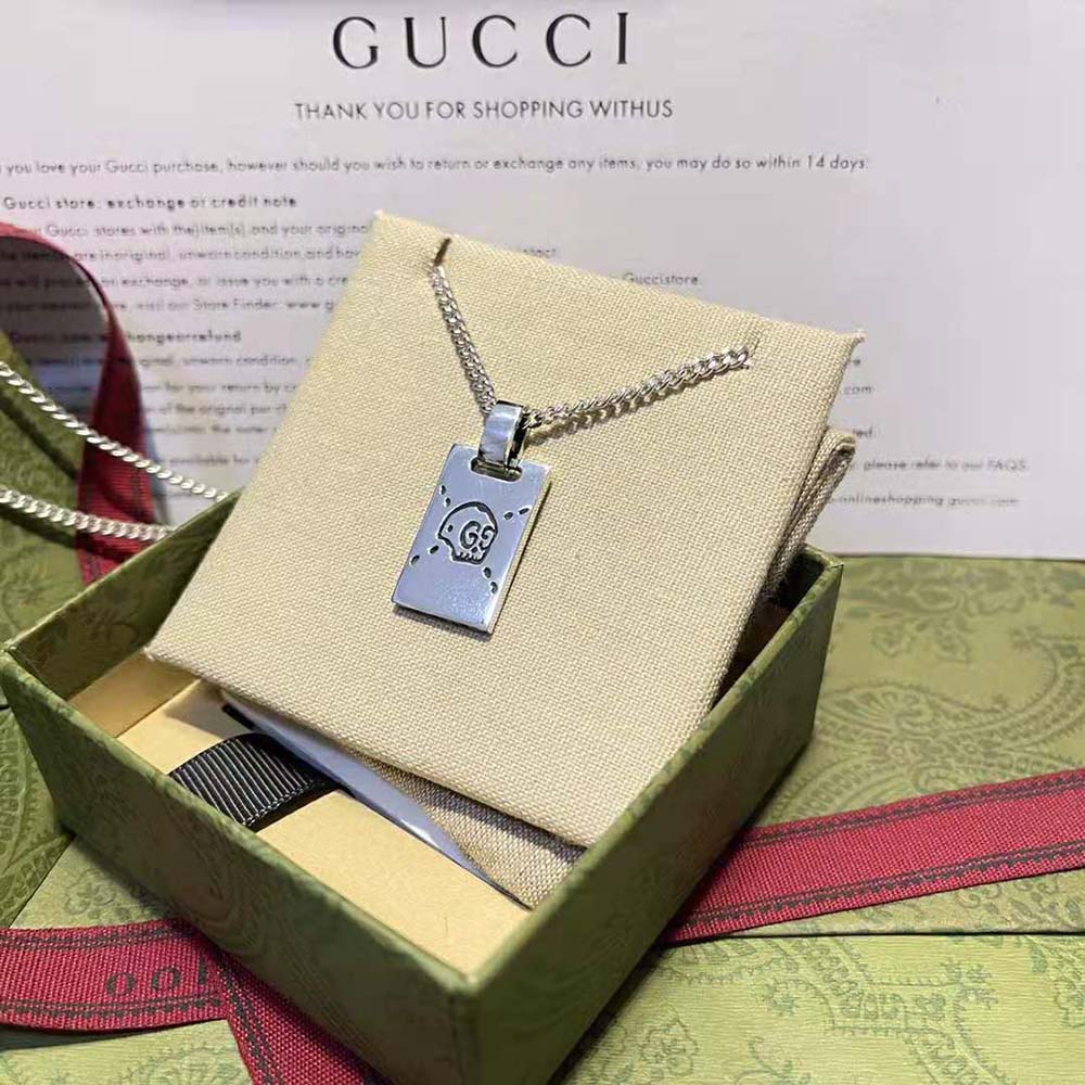 Gucci Women Guccighost Pendant Necklace in Silver (3)