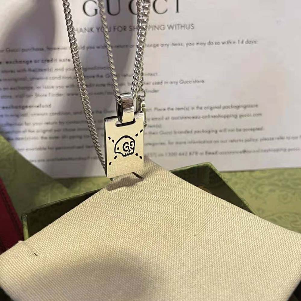 Gucci Women Guccighost Pendant Necklace in Silver (6)