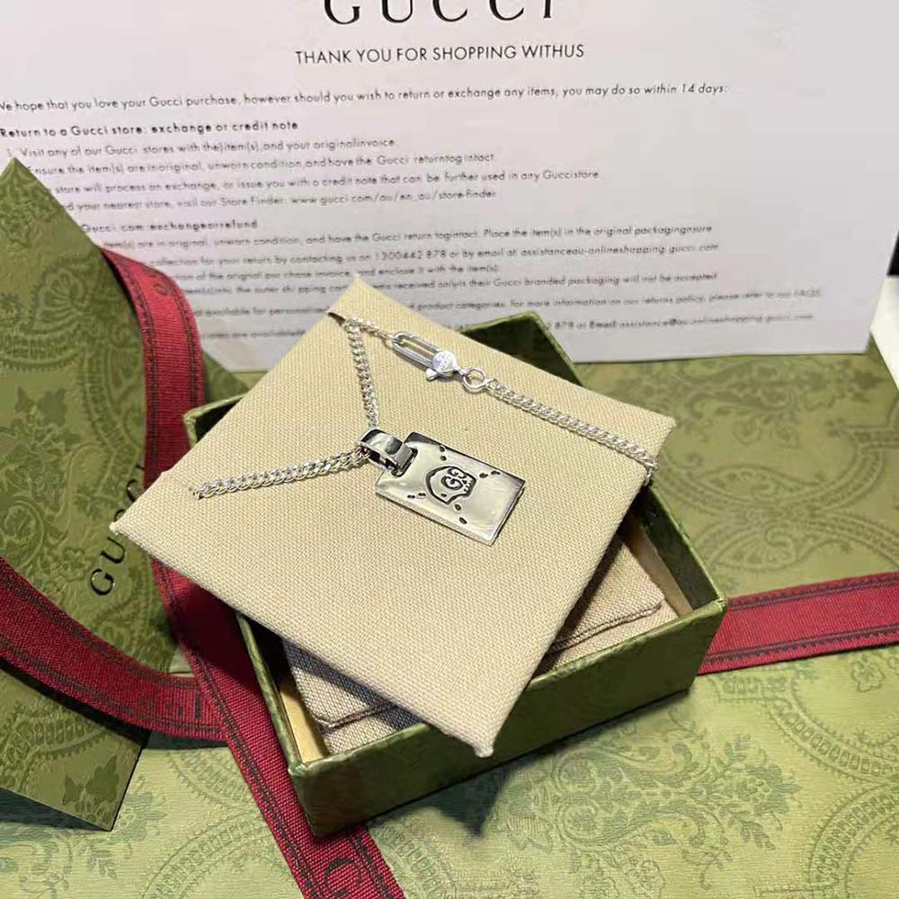 Gucci Women Guccighost Pendant Necklace in Silver (9)