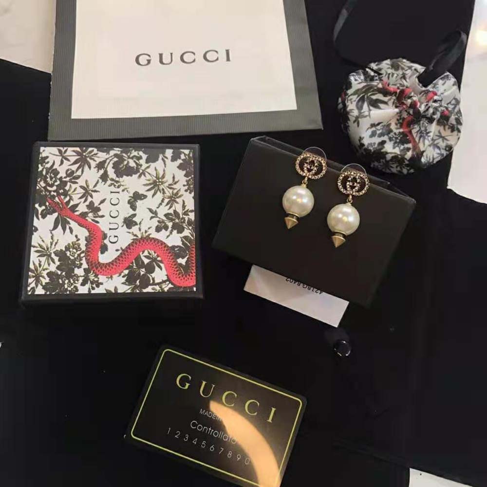 Gucci Women Interlocking G Earrings with Pearl (2)