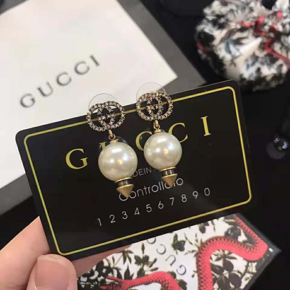 Gucci Women Interlocking G Earrings with Pearl (7)