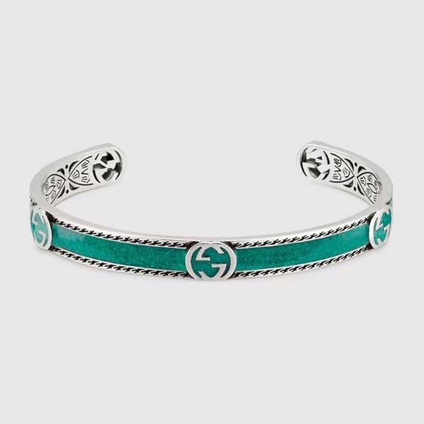 Gucci Women Interlocking G Necklace in Silver-Blue (1)