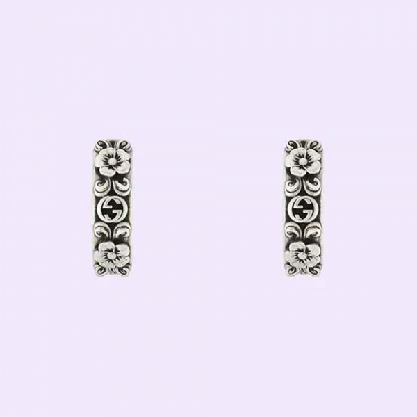 Gucci Women Interlocking G and Flower Earrings in Silver (1)