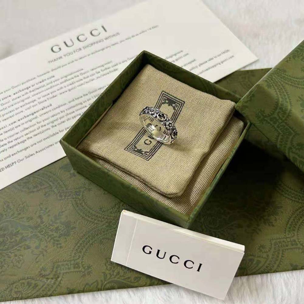 Gucci Women Interlocking G and Flower Ring in Silver (8)