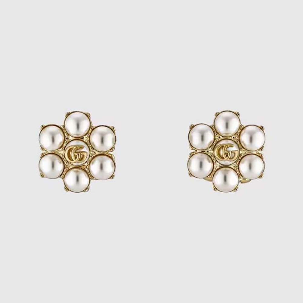 Gucci Women Pearl Double G Earrings