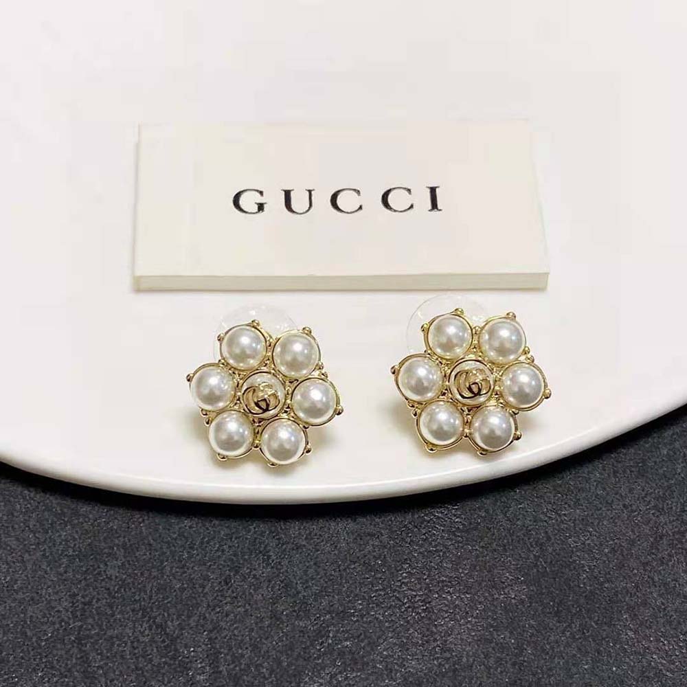 Gucci Women Pearl Double G Earrings (2)