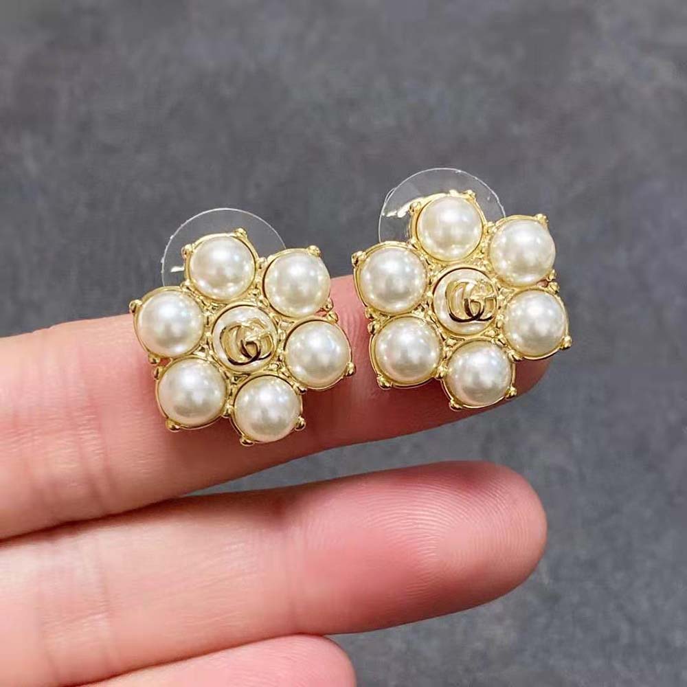 Gucci Women Pearl Double G Earrings (5)