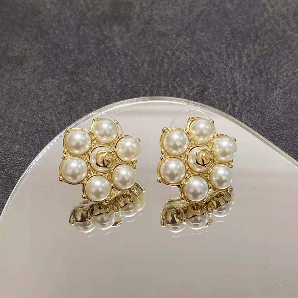 Gucci Women Pearl Double G Earrings (6)