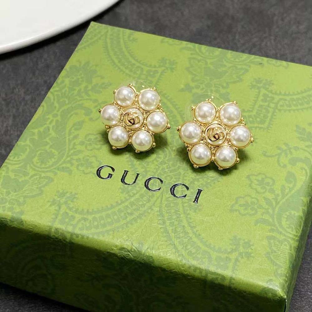 Gucci Women Pearl Double G Earrings (8)