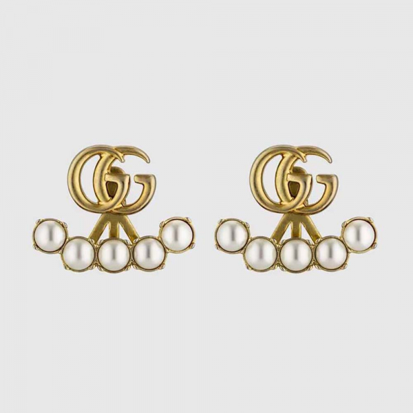 Gucci Women Pearl Double G Earrings with Double G (1)