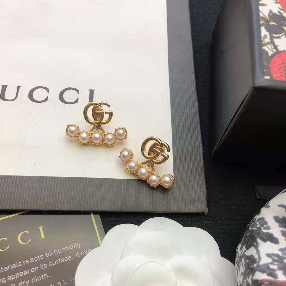 Gucci Women Pearl Double G Earrings with Double G (2)