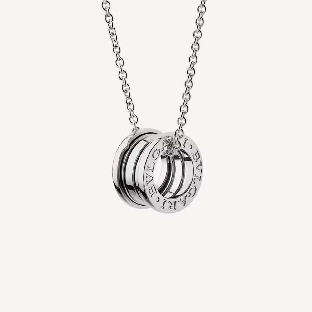 Bulgari B.zero1 Necklace with Small Round Pendant Both in 18kt White Gold