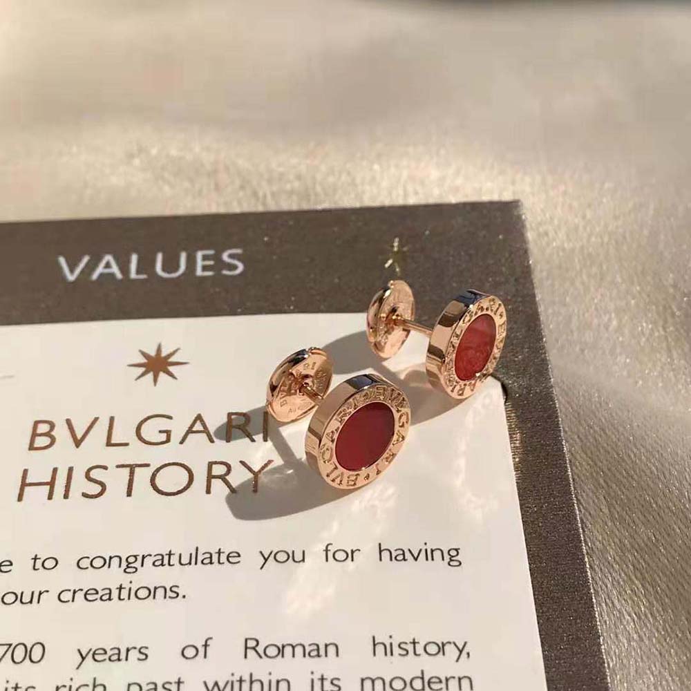 Bulgari BVLGARI BVLGARI 18 kt Rose Gold Single Stud Earring-Red (9)