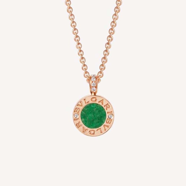 Bulgari BVLGARI BVLGARI Necklace with 18 kt Rose Gold Chain and 18 Rose Gold Pendant Set (1)