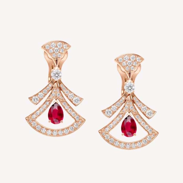 Bulgari DIVAS’ DREAM 18 kt Rose Gold Openwork Earrings Set-Red (1)