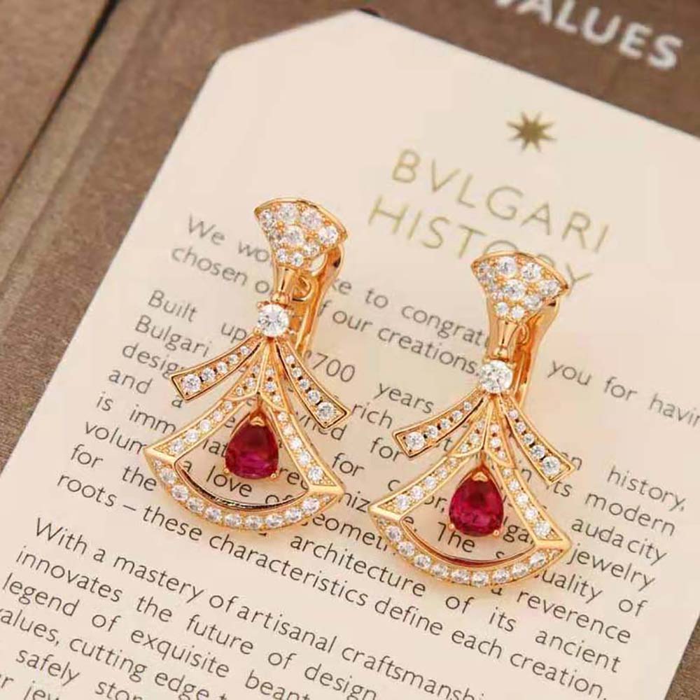 Bulgari DIVAS’ DREAM 18 kt Rose Gold Openwork Earrings Set-Red (6)