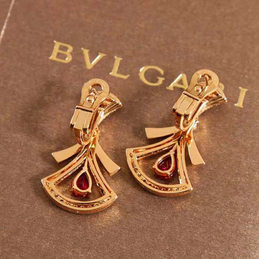Bulgari DIVAS’ DREAM 18 kt Rose Gold Openwork Earrings Set-Red (8)
