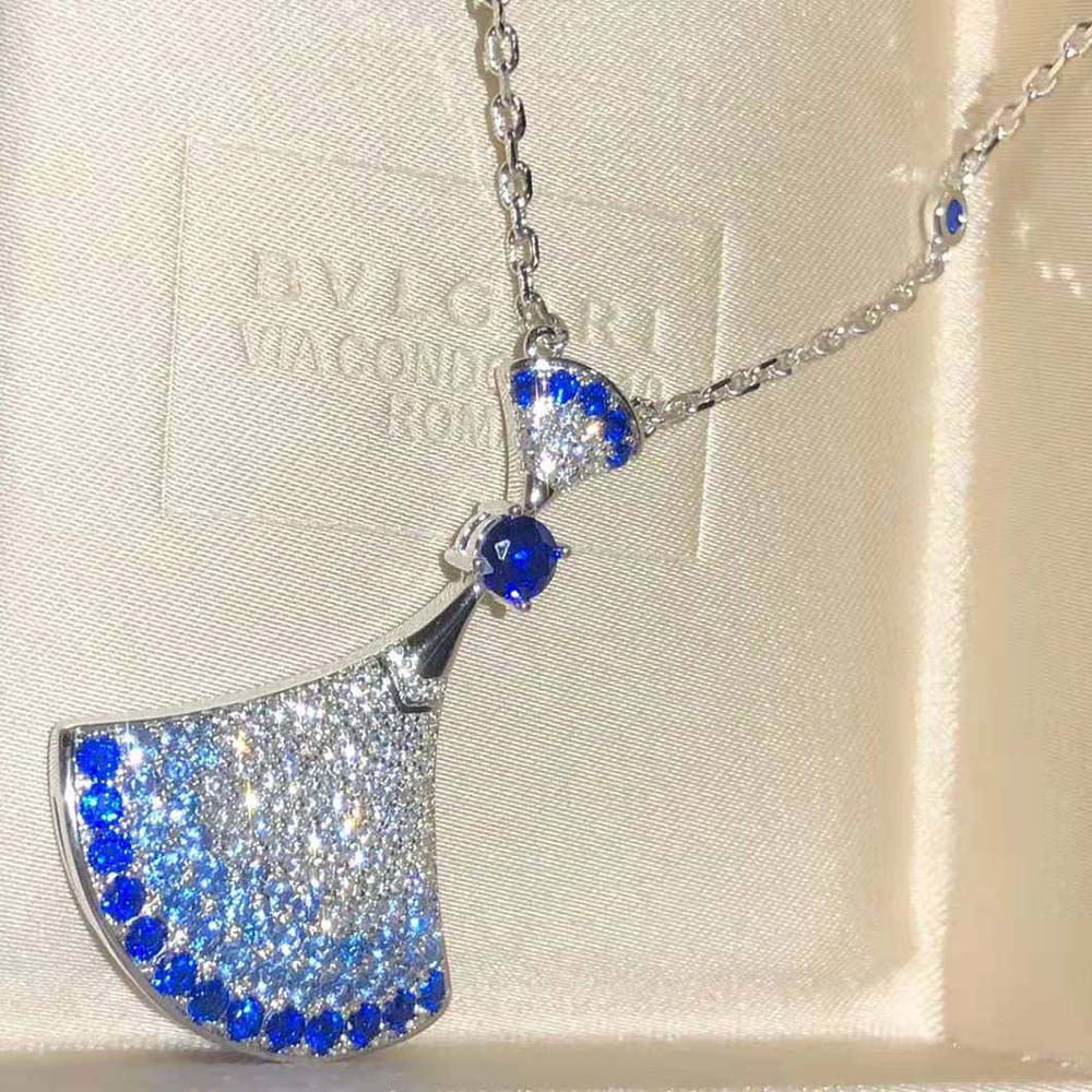 Bulgari DIVAS’ DREAM 18 kt White Gold Pendant Necklace Set-Blue (2)