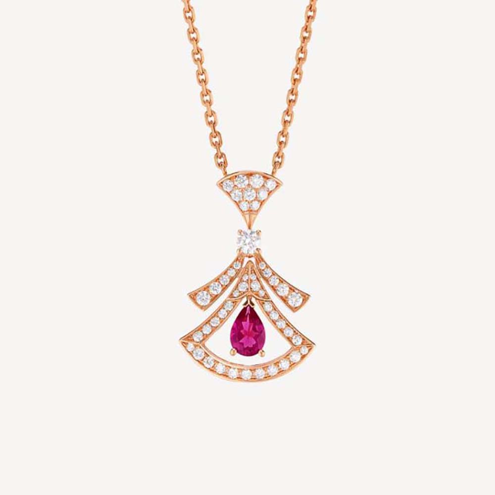 Bulgari DIVAS’ DREAM Necklace in 18 kt Rose Gold Set-Red (1)