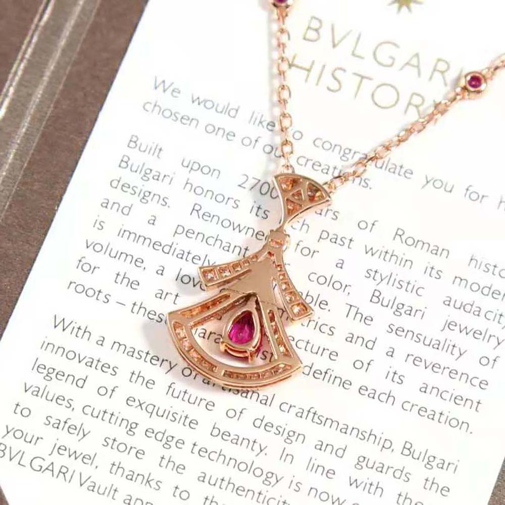 Bulgari DIVAS’ DREAM Necklace in 18 kt Rose Gold Set-Red (7)