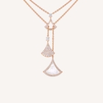 Bulgari DIVAS' DREAM Necklace in 18 kt Rose Gold with Three Fan-Shaped Motifs Set