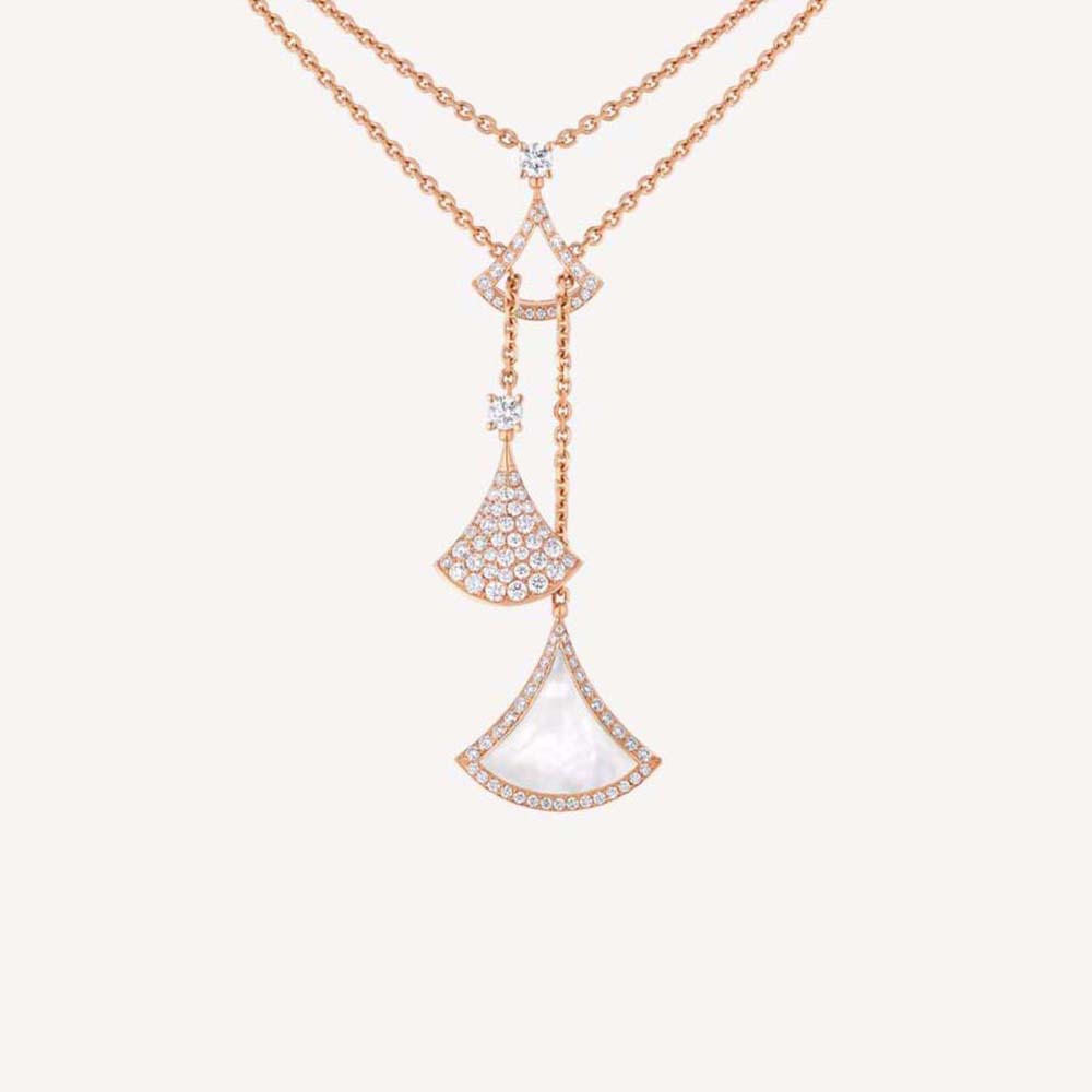 Bulgari DIVAS’ DREAM Necklace in 18 kt Rose Gold with Three Fan-Shaped Motifs Set (1)