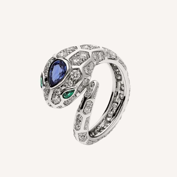 Bulgari Serpenti 18 kt White Gold Ring Set-Blue (1)
