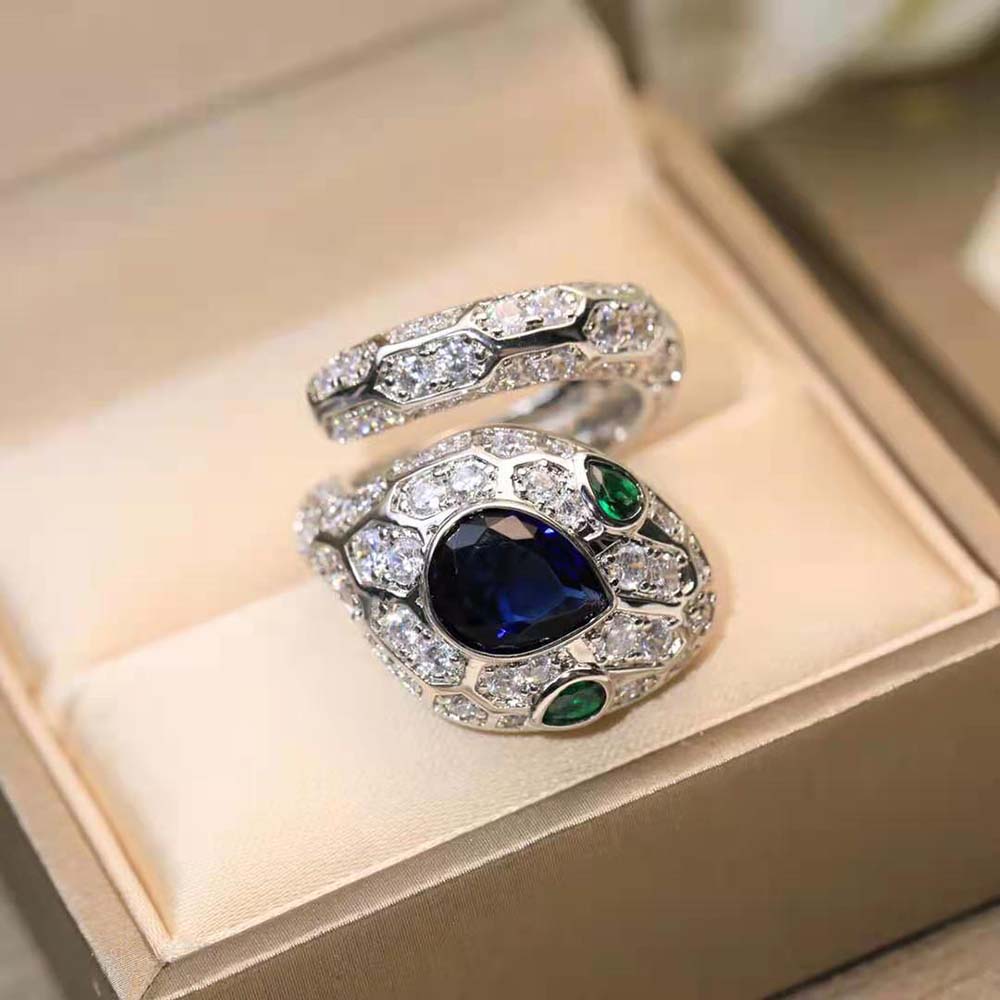 Bulgari Serpenti 18 kt White Gold Ring Set-Blue (4)