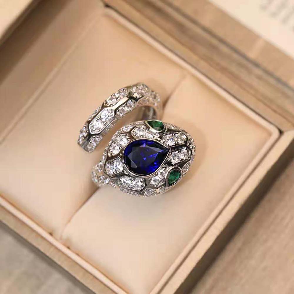 Bulgari Serpenti 18 kt White Gold Ring Set-Blue (5)