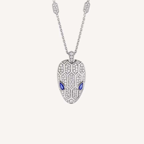 Bulgari Serpenti Necklace in 18 kt White Gold Set-Blue (1)