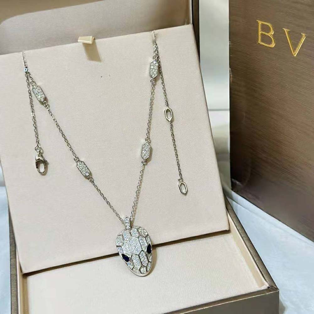 Bulgari Serpenti Necklace in 18 kt White Gold Set-Blue (2)