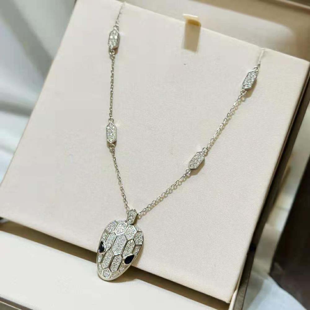 Bulgari Serpenti Necklace in 18 kt White Gold Set-Blue (3)