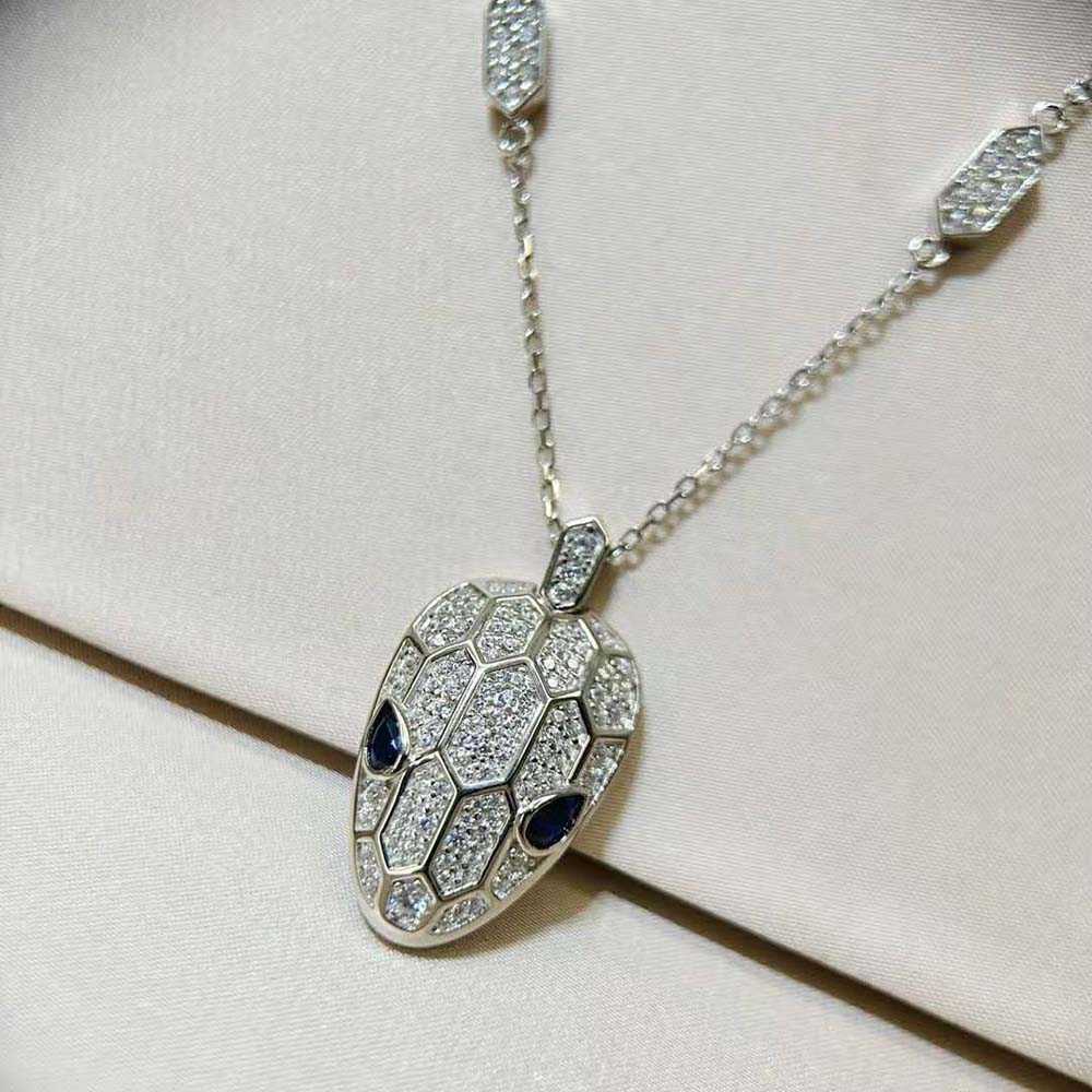 Bulgari Serpenti Necklace in 18 kt White Gold Set-Blue (4)