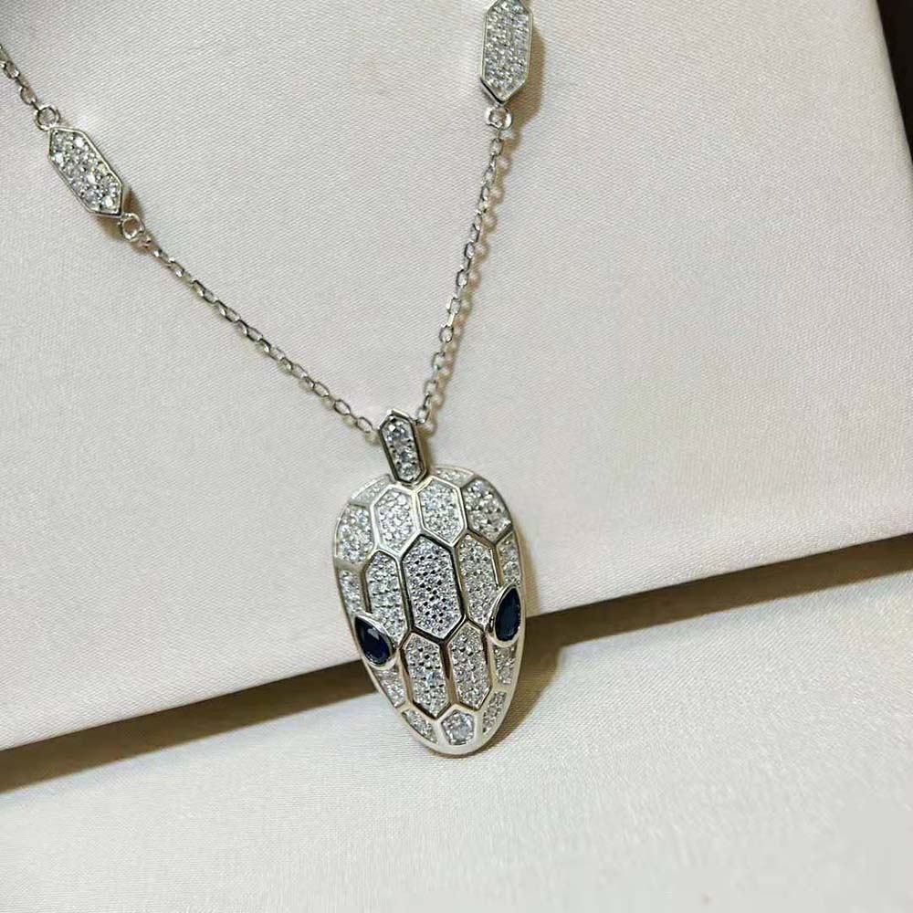 Bulgari Serpenti Necklace in 18 kt White Gold Set-Blue (5)