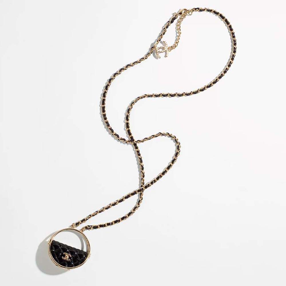Chanel Women Long Necklace in Metal Resin & Lambskin